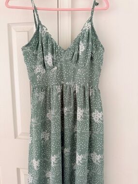 Simplee Sage Green Floral Wrap Dress